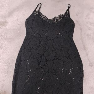 Fashion Nova Black Floral Lace Dress